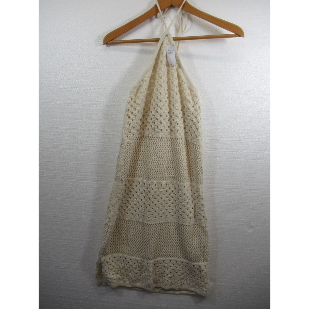 NEW Old Navy Crochet Halter Dress Women Small Ivory Beachy Vacation Boho